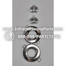 COMPLETE LIGHT ASSEMBLY 220V / 240V - COMPLETE LIGHT ASSEMBLY 2 HOUSING IN SILVER FINISH WITH 2 BULBS 220V / 240V 2